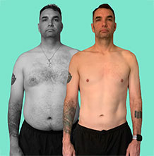 male body transformation with clinically supervised weight loss